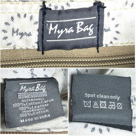 Myra Bag Tribe Strip Upcycled Canvas & Leather Aztec Crossbody Shoulder Purse - Picture 11 of 14